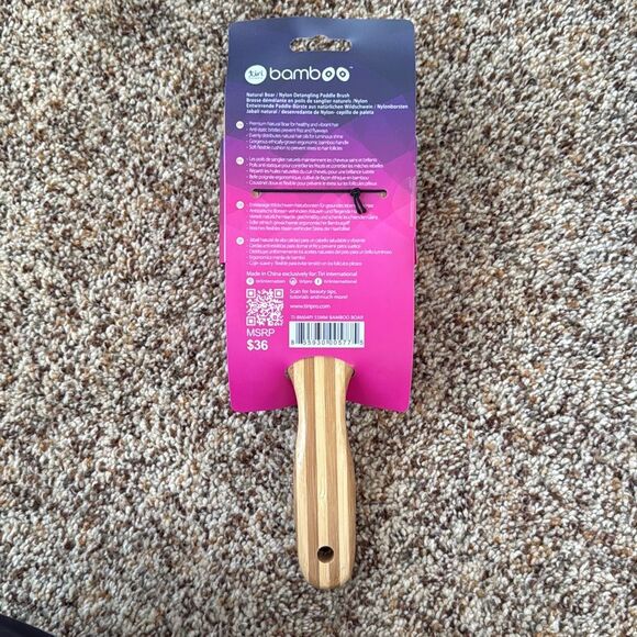 Bamboo Detangling Paddle Brush with Boar Bristles - Picture 5 of 5